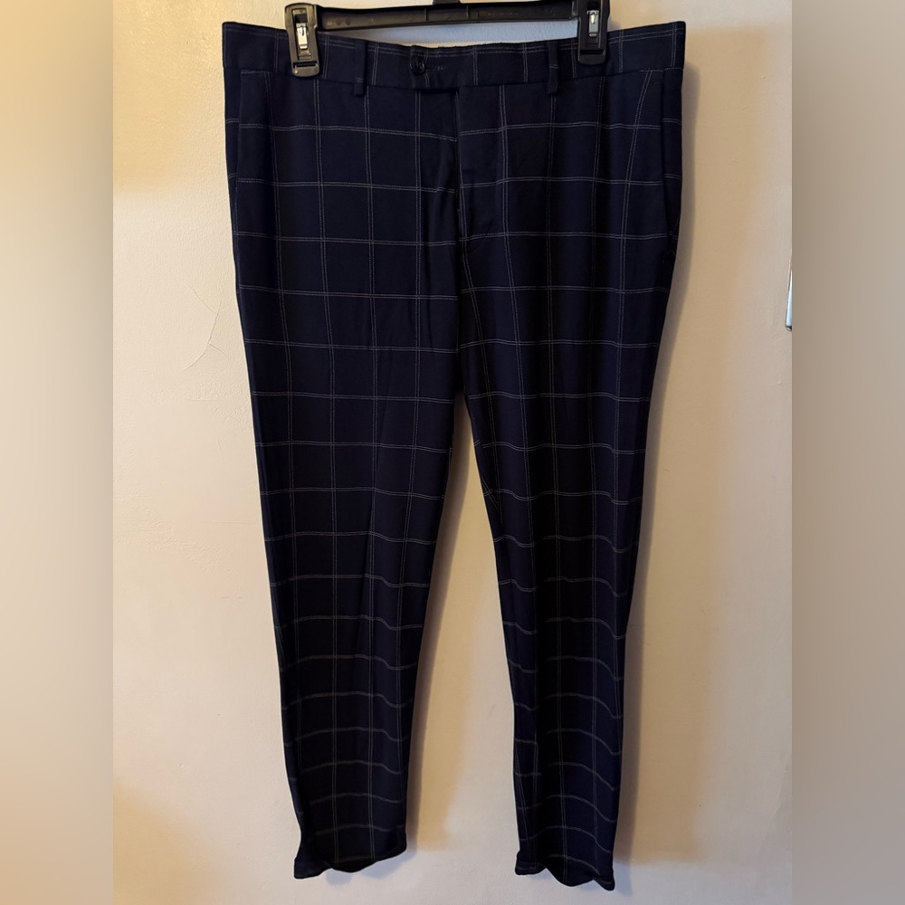 Zara Navy Plaid Trousers